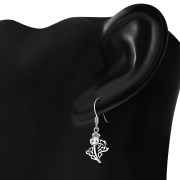 Thistle Silver Earrings w Cubic Zirconia Stone, e295